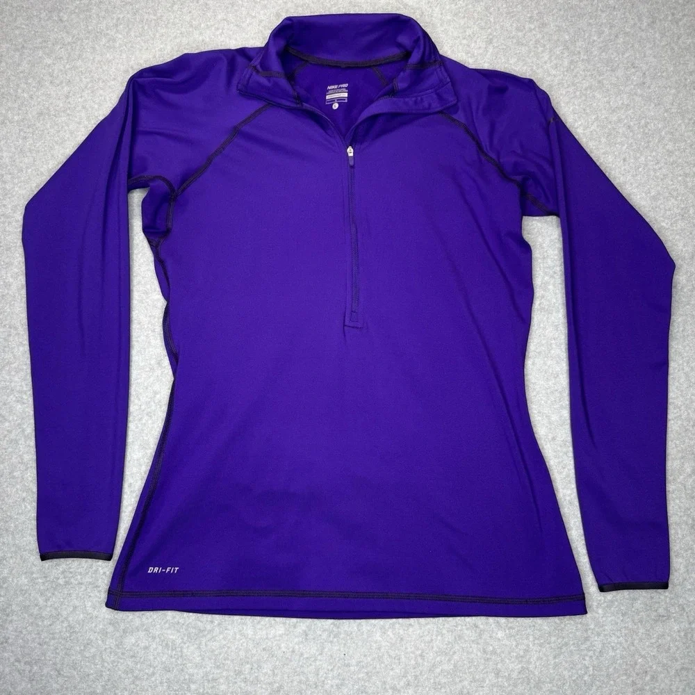 Nike Pro Hyperwarm 1/2 Zip Jacket Womens Large Fitted Purple 604885-504